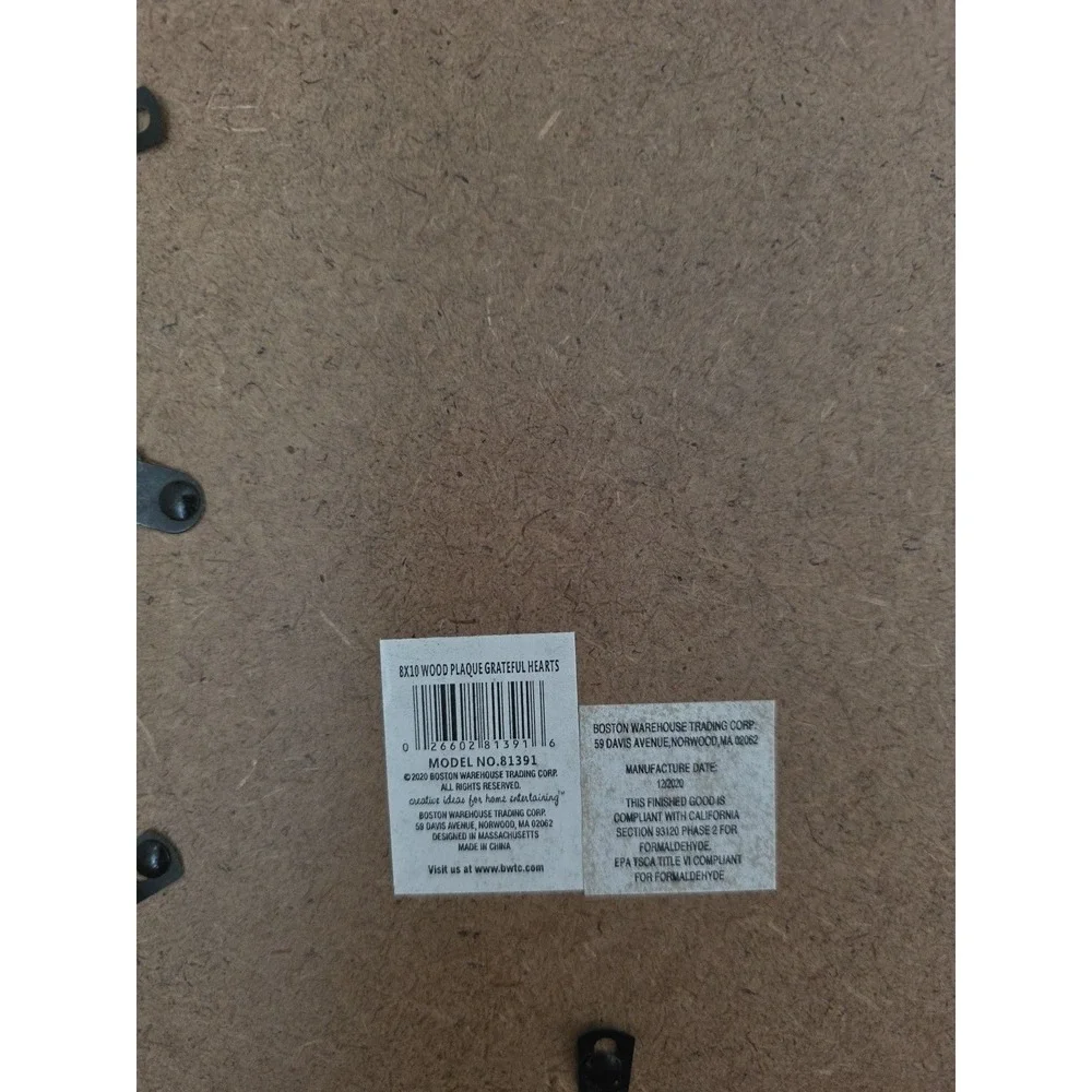 Boston Warehouse Trading Corp‎ 8x10 Black Wood Plaque Frame 